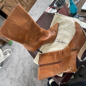 Cole Haan, slightly higher then ankle stiletto booties